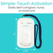 The Vive Health Wireless Caregiver Call Button with Pager is a white device featuring Call and Battery low indicators, a blue lanyard, and carries the text Simple-Touch Activation and Instantly alert caregiver, nurse, or loved one. It measures 3 by 1.75.